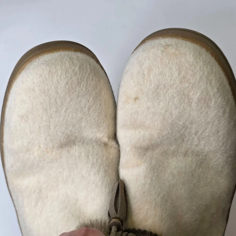 L.L. Bean Winter Snow Boots Women's Size 10 Ivory Cream Brown Faux Fur Shoes